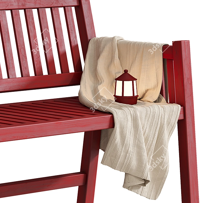 PÄRONHOLMEN Outdoor Bench - Red Beauty! 3D model image 3