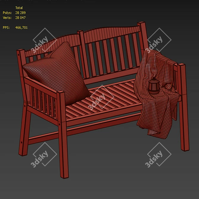 PÄRONHOLMEN Outdoor Bench - Red Beauty! 3D model image 4