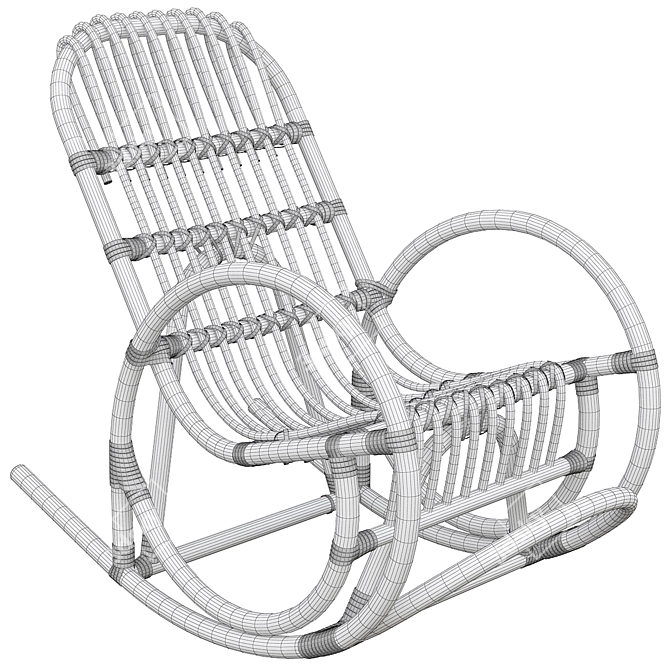 Cozy Wicker Baby Rocker 3D model image 3