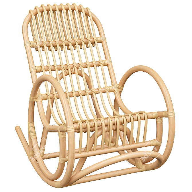 Cozy Wicker Baby Rocker 3D model image 4