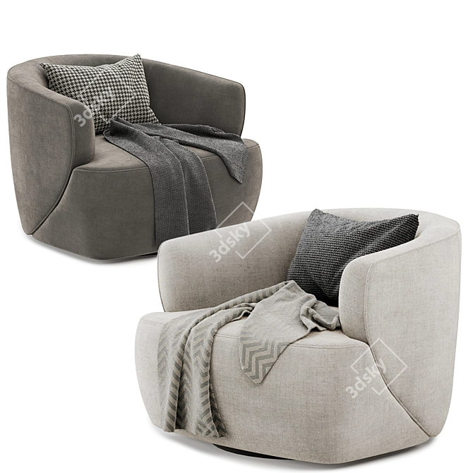 Modern Swivel Armchair: Pelton 3D model image 3