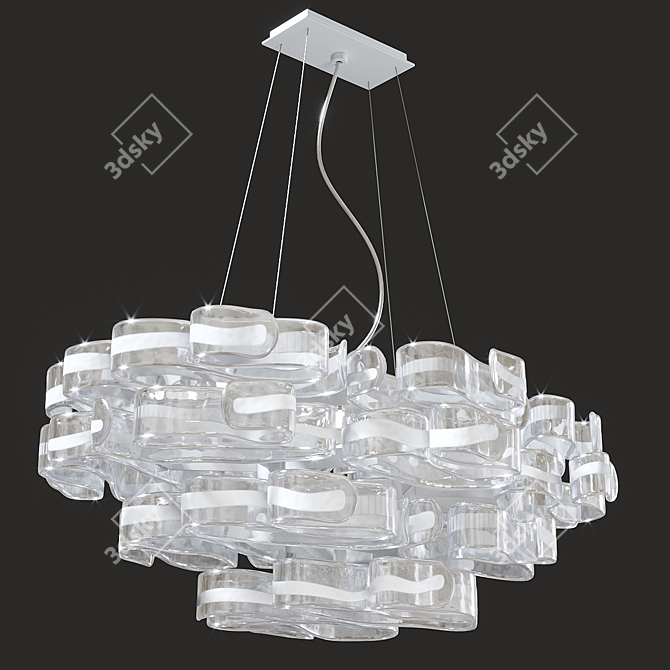 Elegant Murano Glass Chandelier 3D model image 1