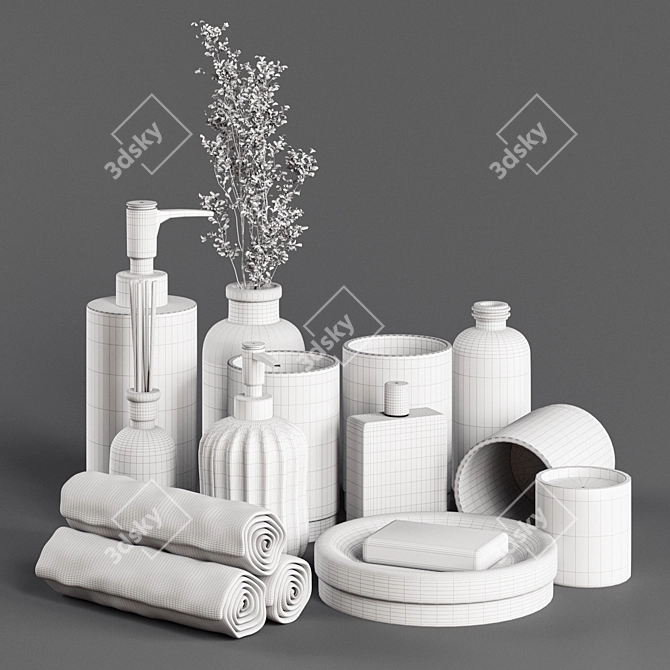 Marble & Chrome Bathroom Set 3D model image 3