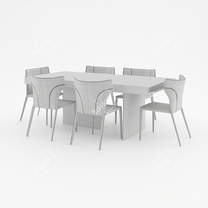 Dallas Dining Set: Elegant Table and Chairs 3D model image 1