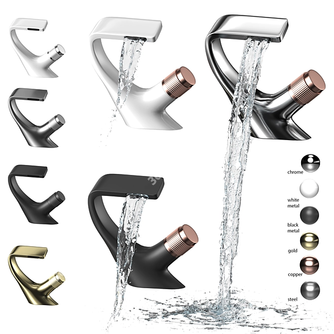 Elegant Chrome Faucet 3D model image 1