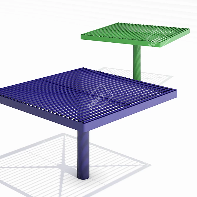 Title: PIXEL Transparent Steel Park Benches 3D model image 3