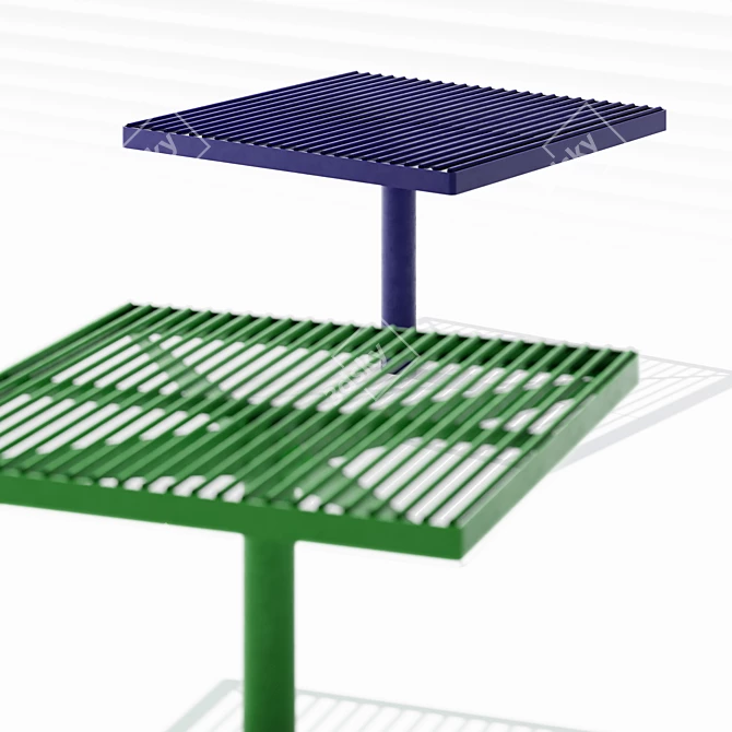 Title: PIXEL Transparent Steel Park Benches 3D model image 4