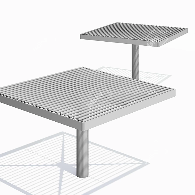 Title: PIXEL Transparent Steel Park Benches 3D model image 5