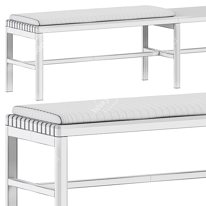 Sleek Slat Upholstered Bench - Elegant and Versatile 3D model image 2