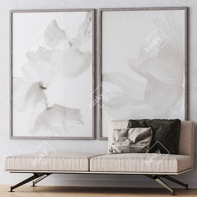 Elegant Collection: Set of Large Wall Paintings 3D model image 4