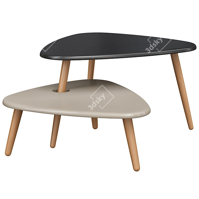 Elegant Michelle Duo Table Set 3D model image 1