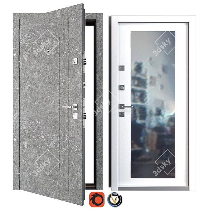 Elegant Mramor Metal Entrance Door 3D model image 1