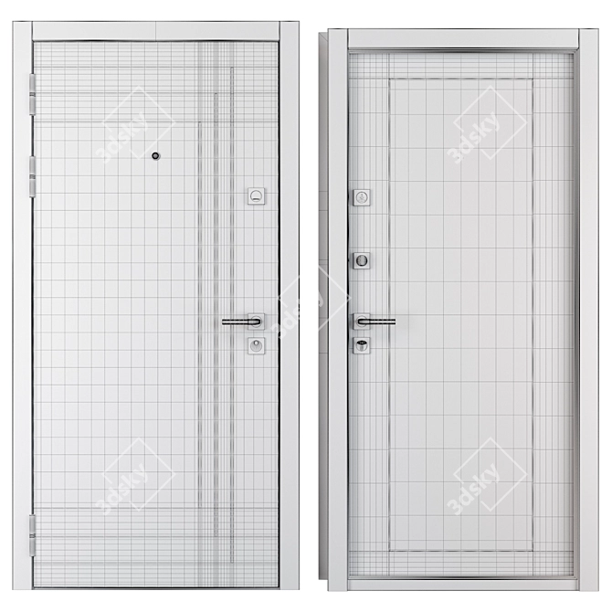 Elegant Mramor Metal Entrance Door 3D model image 4