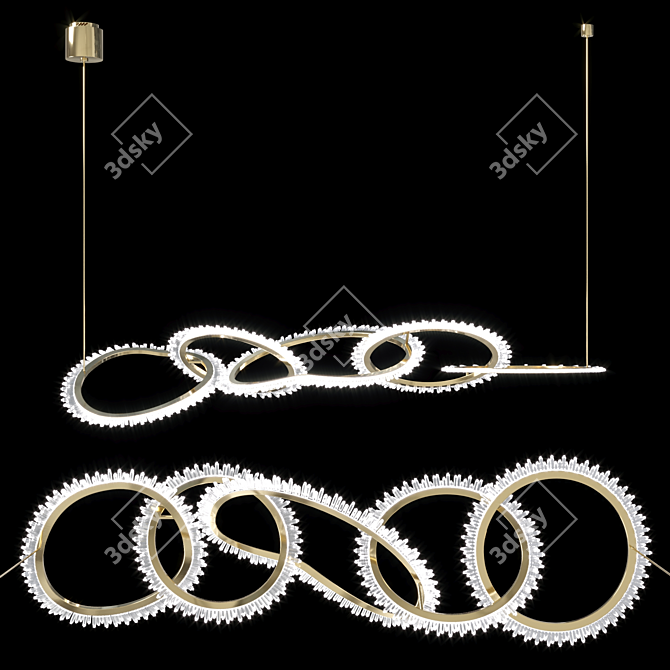 Golden Crystal Chandelier D2030-5 3D model image 2