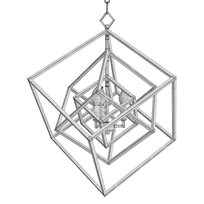 Prismatic Cube Chandelier - Modern Elegance 3D model image 2