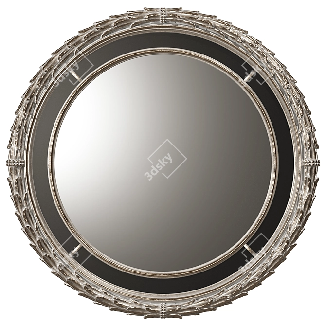 Neoclassical Round Mirror with Laurel Leaves 3D model image 2