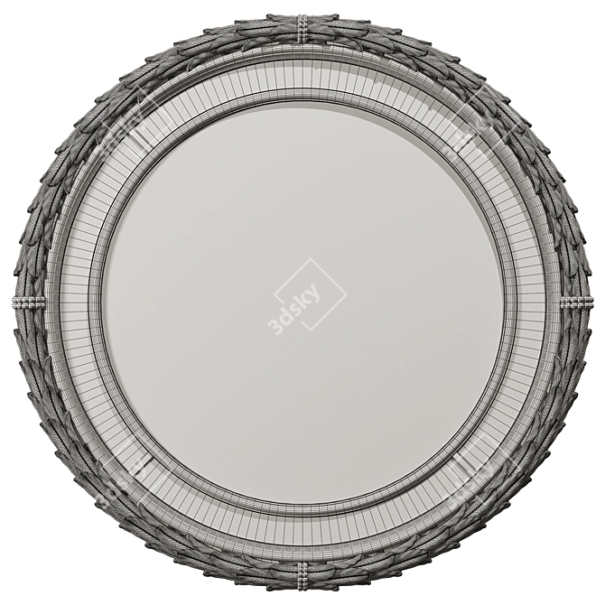 Neoclassical Round Mirror with Laurel Leaves 3D model image 1