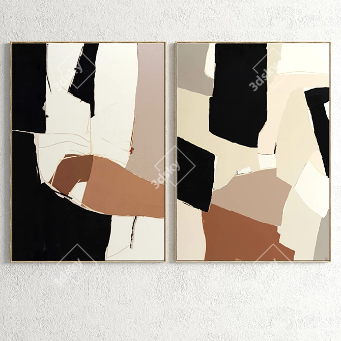 Elegant Plaster Double Photo Frame 3D model image 2