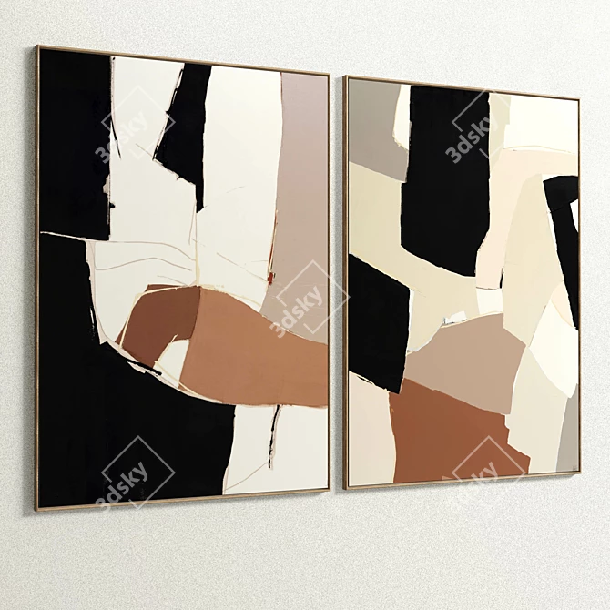 Elegant Plaster Double Photo Frame 3D model image 4