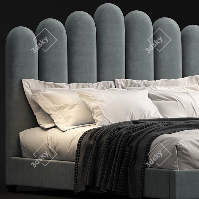 Eleanor Velvet Queen Bed 3D model image 3