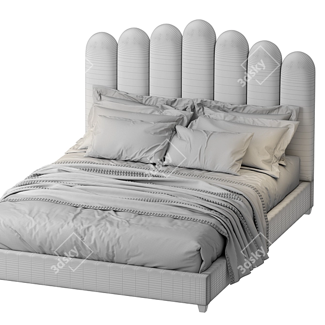 Eleanor Velvet Queen Bed 3D model image 5