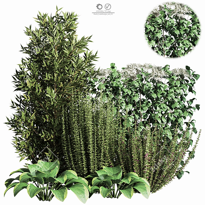 Bush Landscape Set: Versatile, Realistic, 2015 3D model image 1