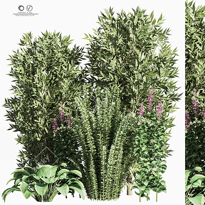  2015 Bush Landscape Set - 6 Model Parts 3D model image 1