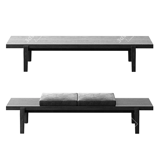 Modern Upholstered Bench for Home or Hotel 3D model image 2