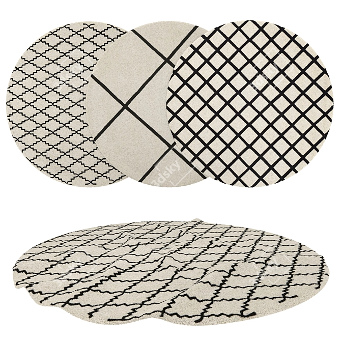 Versatile Round Rug Set - 6 Rugs for Any Perspective! 3D model image 1