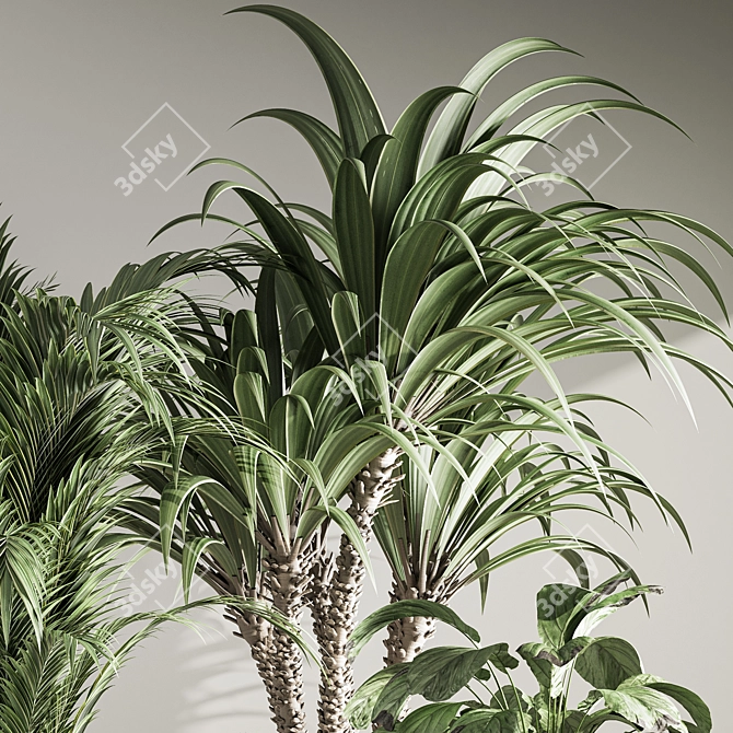 Natural Green Indoor Plant Set 3D model image 6