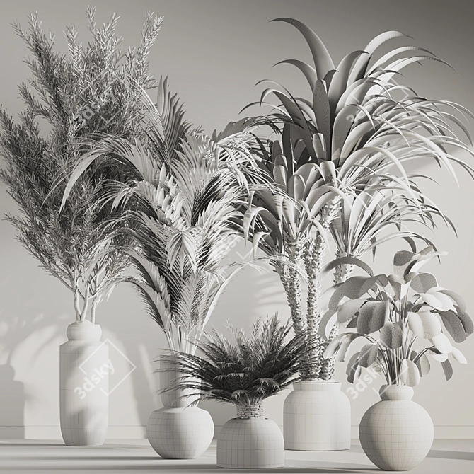 Natural Green Indoor Plant Set 3D model image 7
