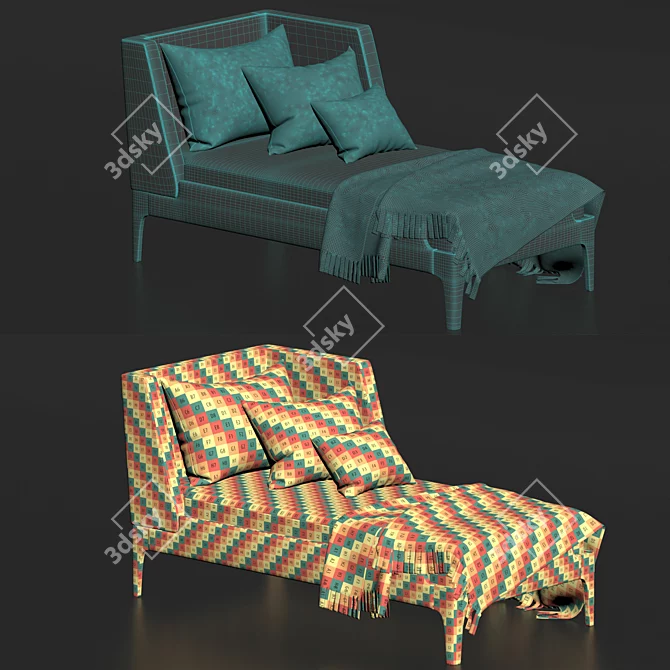 Aegean Blue Chaise Longue: Roscoe 3D model image 4