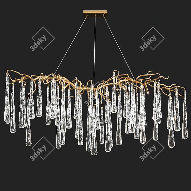 Brass & Glass Teardrop Chandelier 3D model image 1