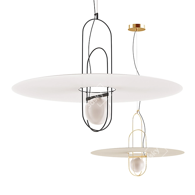 Elegant Setareh Pendant Lamp 3D model image 1