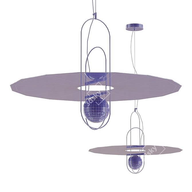 Elegant Setareh Pendant Lamp 3D model image 2