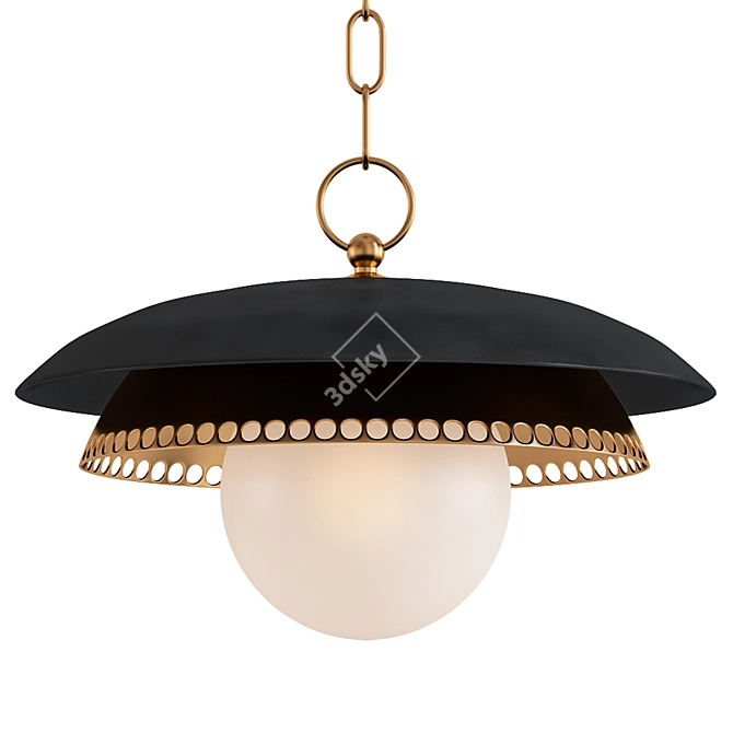 Title: Aged Brass and Black Pendant Light 3D model image 1