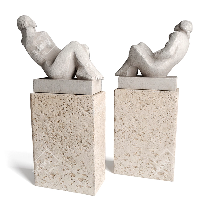  Serene Sitting Woman Sculpture 3D model image 2