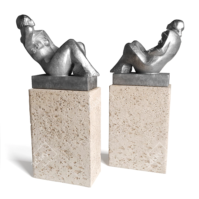  Serene Sitting Woman Sculpture 3D model image 3