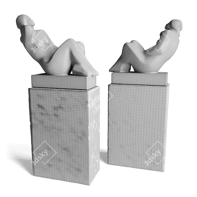  Serene Sitting Woman Sculpture 3D model image 7