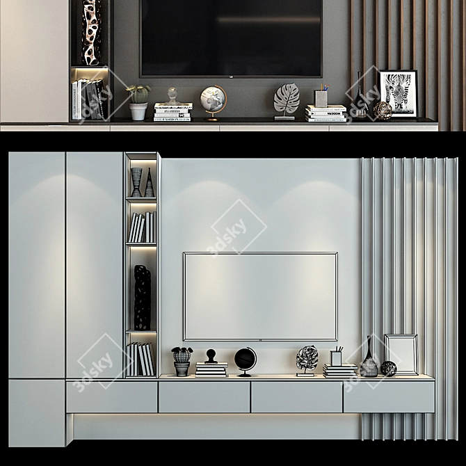 Modern TV Wall Unit: Chelsi 3D model image 2