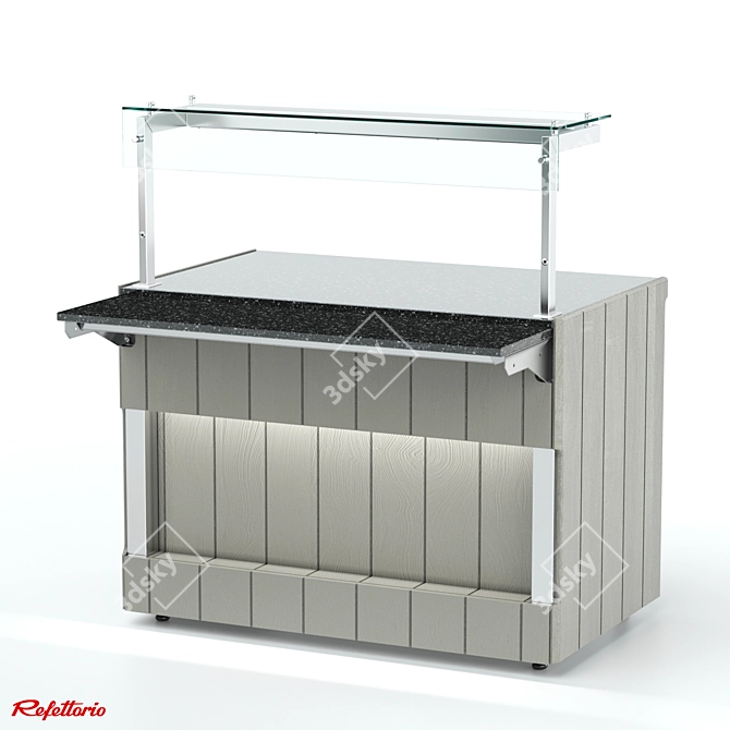 Sleek Stone Counter for Professional Use 3D model image 1