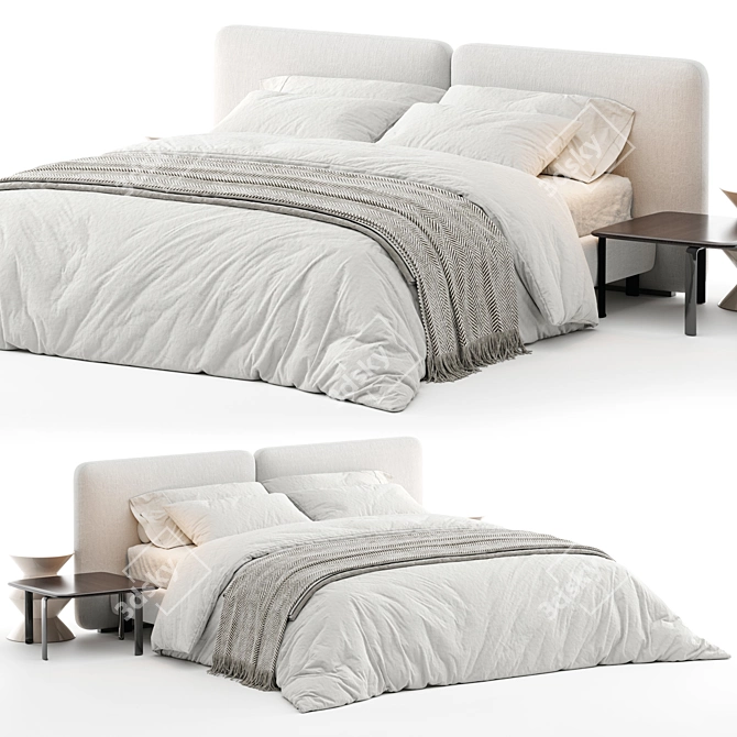 Elegant Minotti Tatlin Cover Bed 3D model image 1