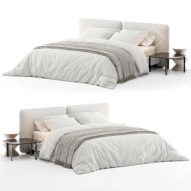 Elegant Minotti Tatlin Cover Bed 3D model image 2