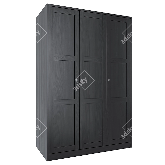 Modern Rakkestad Wardrobe - Black Brown 3D model image 2