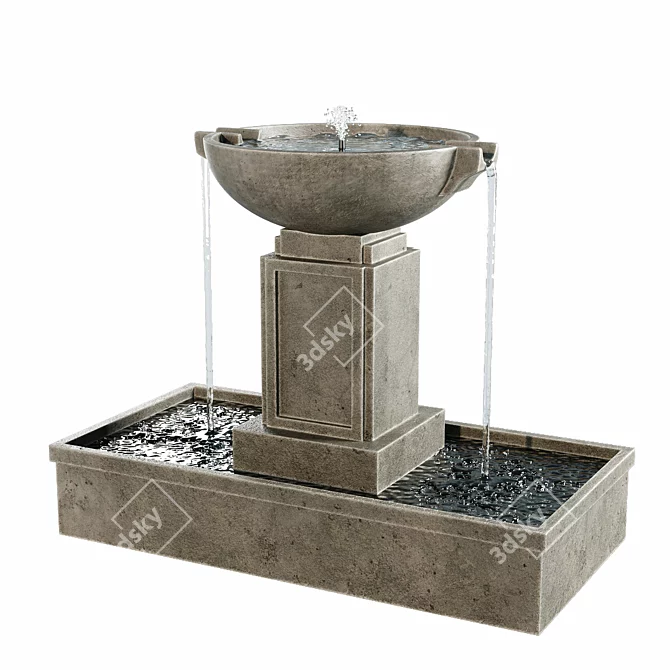 Contemporary Austin Water Fountain 3D model image 1