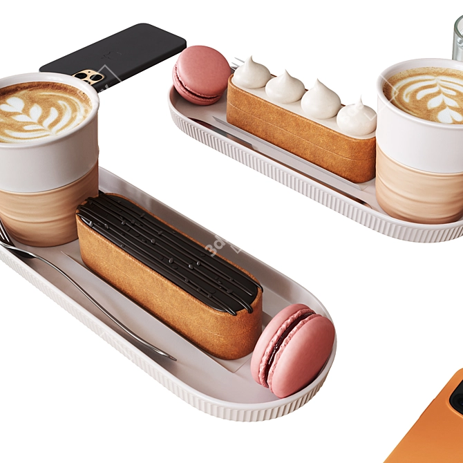 Cafe Table Decor Set 3D model image 4