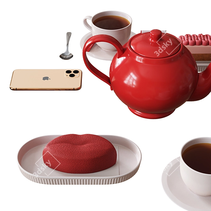 Cafe Table Decor Set - Elegant and Stylish 3D model image 4