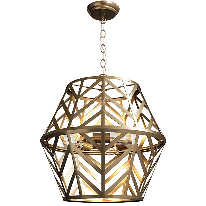 Elegant Chevron Chateau Chandelier 3D model image 1