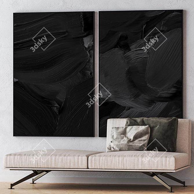 Set of 4 Large Wall Paintings 3D model image 5