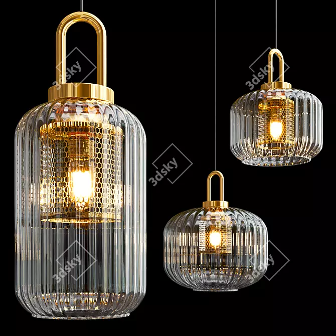 Elegant Metal and Glass Luminaires 3D model image 1